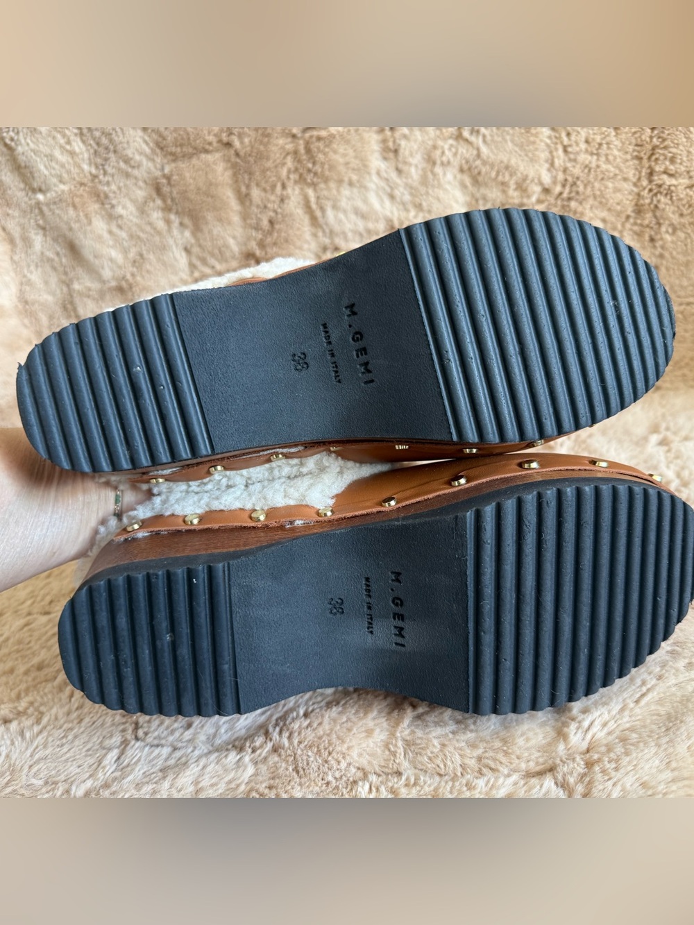 M. Gemi The Greta Shearling Calf Leather Clog Mule - Sz 38 NWB - Picture 6 of 9